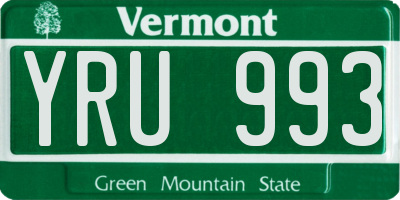 VT license plate YRU993