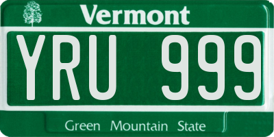 VT license plate YRU999