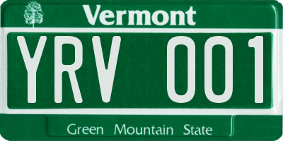 VT license plate YRV001