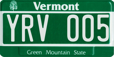 VT license plate YRV005
