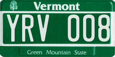 VT license plate YRV008