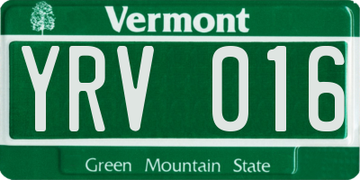 VT license plate YRV016