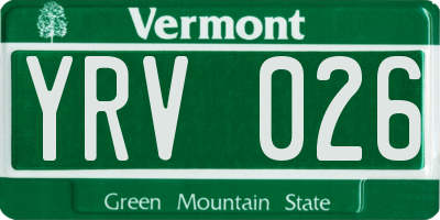 VT license plate YRV026