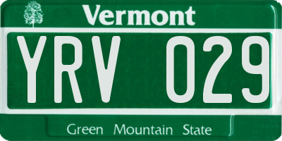 VT license plate YRV029