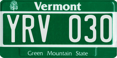 VT license plate YRV030