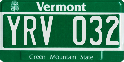 VT license plate YRV032