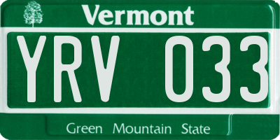 VT license plate YRV033