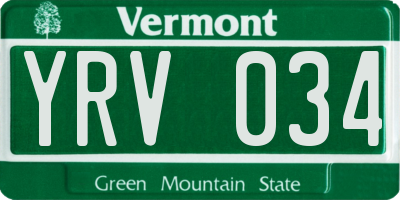 VT license plate YRV034