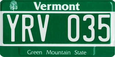 VT license plate YRV035