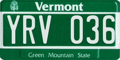 VT license plate YRV036