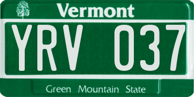 VT license plate YRV037