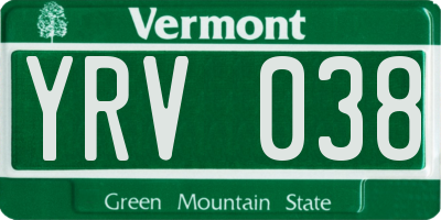 VT license plate YRV038