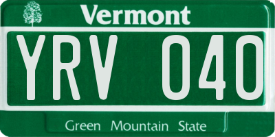 VT license plate YRV040