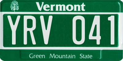 VT license plate YRV041