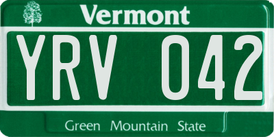 VT license plate YRV042
