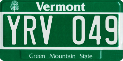 VT license plate YRV049