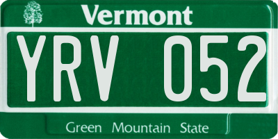 VT license plate YRV052