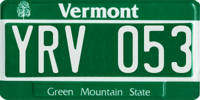 VT license plate YRV053