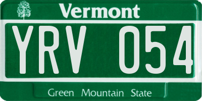 VT license plate YRV054