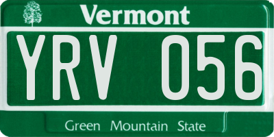 VT license plate YRV056