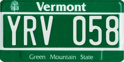 VT license plate YRV058