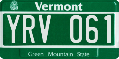 VT license plate YRV061