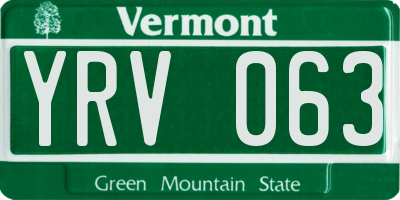 VT license plate YRV063