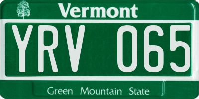 VT license plate YRV065