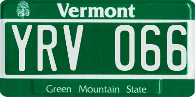 VT license plate YRV066