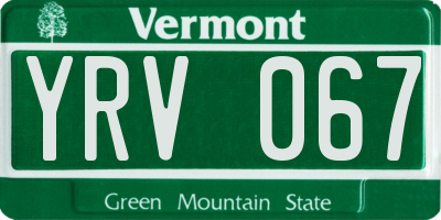 VT license plate YRV067