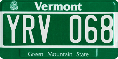 VT license plate YRV068