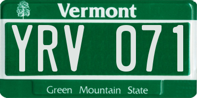 VT license plate YRV071