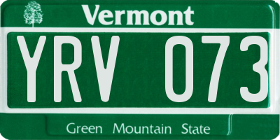 VT license plate YRV073