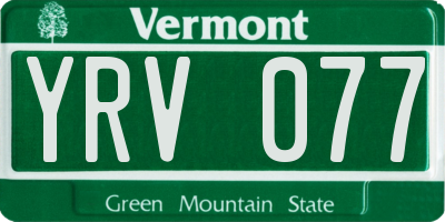 VT license plate YRV077