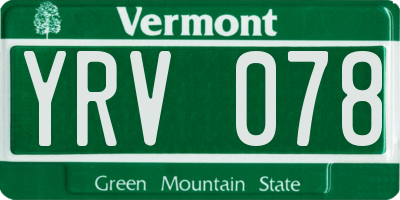 VT license plate YRV078