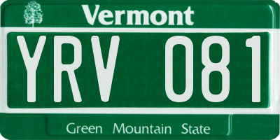VT license plate YRV081