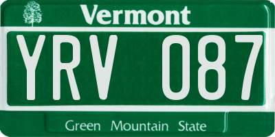 VT license plate YRV087