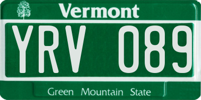VT license plate YRV089