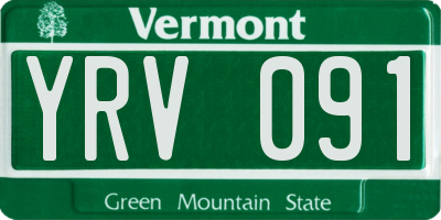 VT license plate YRV091