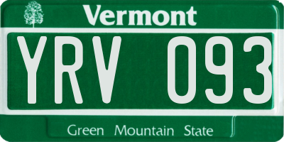 VT license plate YRV093
