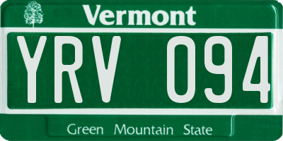 VT license plate YRV094