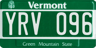 VT license plate YRV096