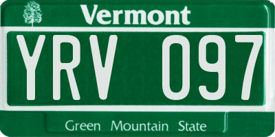 VT license plate YRV097