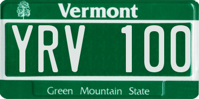 VT license plate YRV100