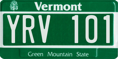 VT license plate YRV101