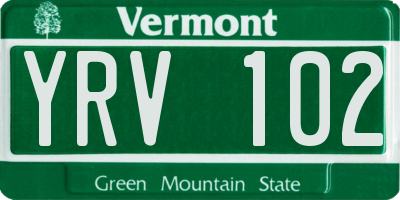 VT license plate YRV102