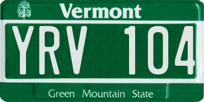 VT license plate YRV104