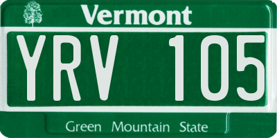 VT license plate YRV105