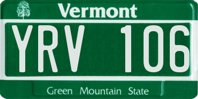 VT license plate YRV106