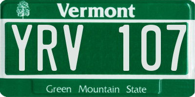 VT license plate YRV107